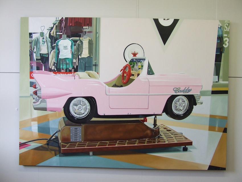 David Woodings|Everyone’s going somewhere driving just as fast as they can drive (Pink caddy)|McATamney Gallery and Design Store | Geraldine NZ